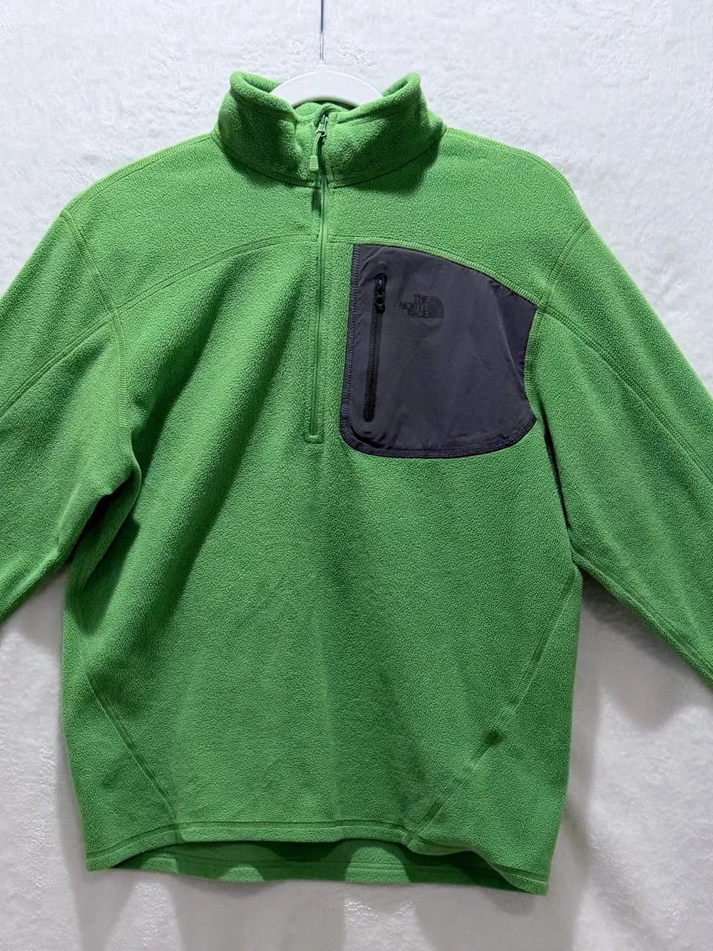 The North Face 1/4 Zip Fleece Pullover Chest Pocket Green Mens Size M